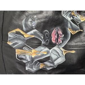 Custom Painted Leather Jacket Honeycomb Bee Surrealism Art | XL | Ti_the_Artiste